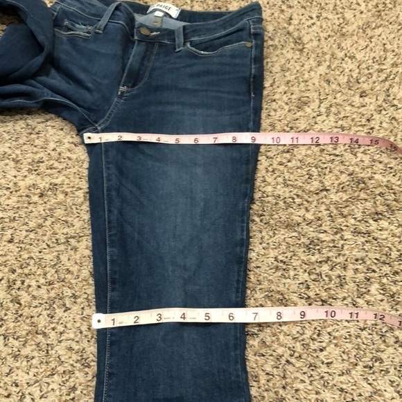Paige Verdugo Crop Jeans Size 27 Dark Blue Unravels Raw Hem - Picture 9 of 11